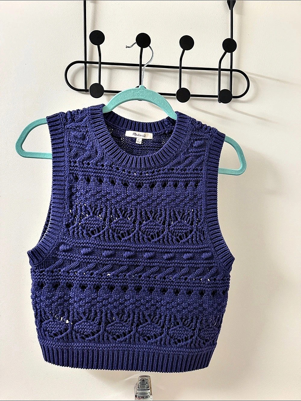 Madewell Crochet-Knit Sweater Vest Blue